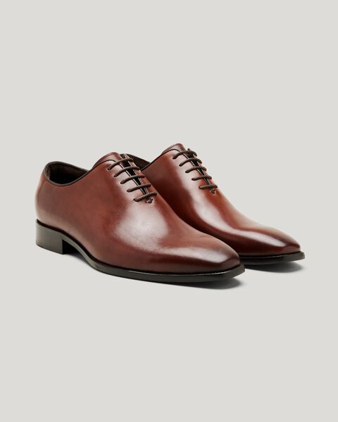 Leather Dress Shoe With Smooth Leather Finish, Brown, hi-res